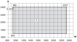 Min/max-mål, 2-fløjet terrassedør (vinduesprofil) med anslag